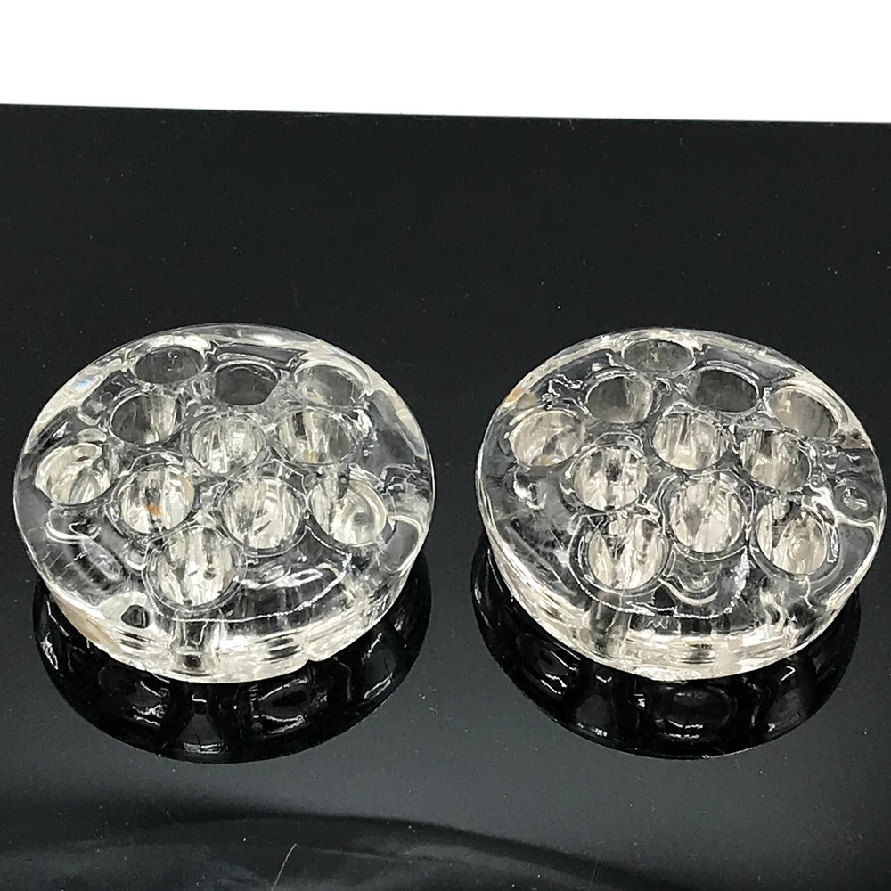 Vintage Set of 2 Clear Glass 11 Hole Flower Frogs for Floral Arrangements